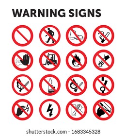 set of mandatory sign, hazard sign, prohibited sign, occupational safety and health signs, warning signboard, fire emergency sign. for sticker, posters, and other material printing. easy to modify.