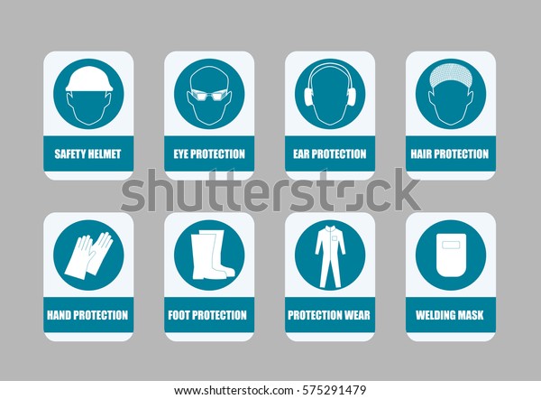 Set Mandatory Signs Safety Helmet Eye Stock Vector (royalty Free 