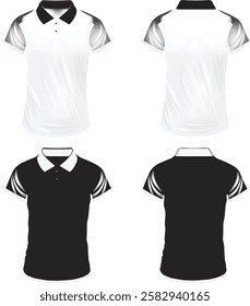 A set of mane polo shirts with different colors white black and red blank t shirt