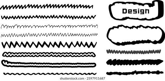 Set of manga-style lines and speech bubbles, vector illustration