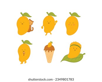 dibujos animados sobre el conjunto de frutos de mango