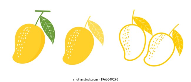 Set of mango icons isolated on white background vector illustration.