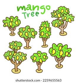 Set Mango Tree on Background.