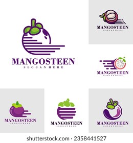 Conjunto de plantillas de diseño del logotipo de Mangosteen. Ilustración vectorial del logotipo de Mangosteen creativo.