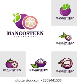 Conjunto de plantillas de diseño del logotipo de Mangosteen. Ilustración vectorial del logotipo de Mangosteen creativo.