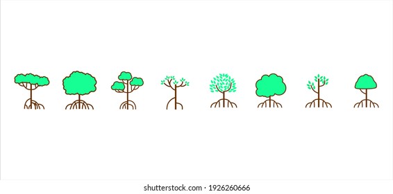 set of mangrove  icon design template with various models. modern vector illustration isolated on white background.