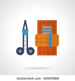 Set of manicure accessories. Nail scissors and manicure case. Flat colorful vector icon. Single element of web design for site or mobile app.