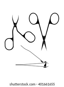A set of manicure accessories. Scissors, clippers, tweezers. Vector illustration.