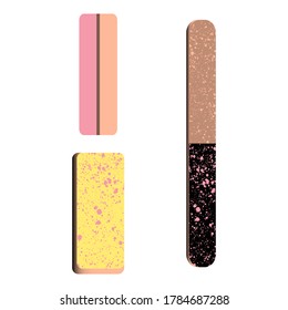 Set of manicure accessories and tools. Files and buff. Vector illustration.