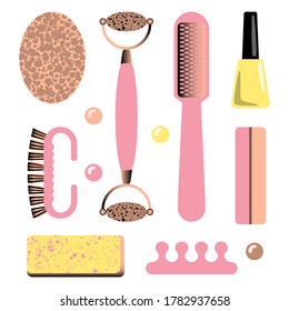 Set of manicure accessories and tools. Vector illustration.
