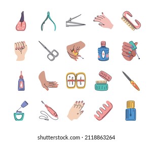 set of manicure hands, tools and more