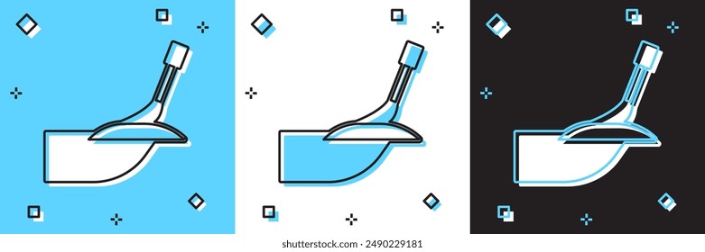 Establecer icono de manicura aislado en azul y blanco, fondo negro.  Vector