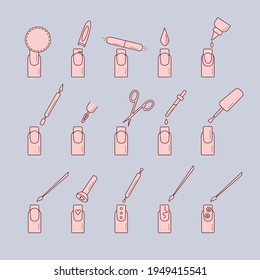 set of manicure icons, nail's care