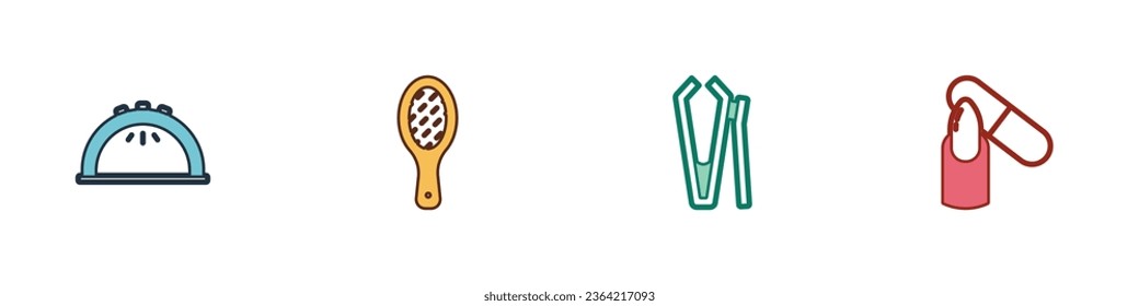 Set Manicure lamp, Nail file, cutter and  icon. Vector