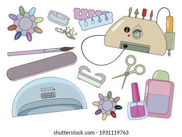 Set of manicure and pedicure tools and accessories