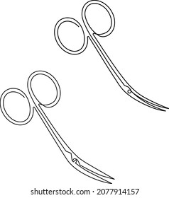 Set of manicure scissors. Continuous line drawing. Vector illustration.