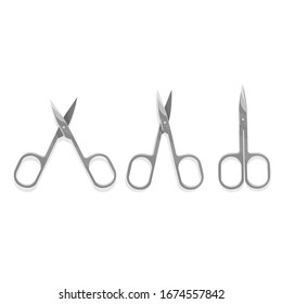 Set of Manicure scissors on white background. Open and closed nail cut tool, Vector eps 10 format