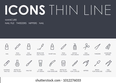 Set of MANICURE Thin Line Vector Icons and Pictograms