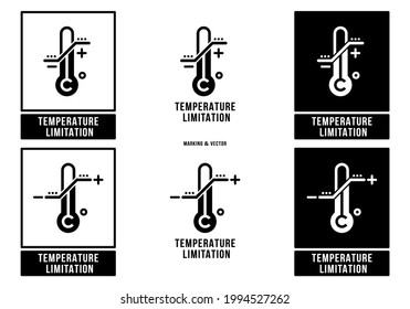 Un conjunto de símbolos de manipulación para el embalaje de productos de carga y mercancías. Marcado - Limitación de temperatura. Elementos vectores.