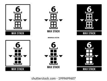 A set of manipulation symbols for packaging cargo products and goods. Marking - Max stack. The maximum number of items when stacking. Vector elements.