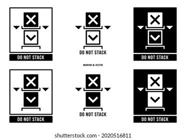 A set of manipulation symbols for packaging cargo products and goods. Marking - Do not stack. Vector elements.