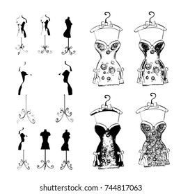 set mannequin female vector
