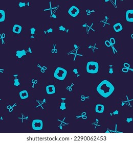 Set Mannequin, Scissors, Electric iron and ironing board and Leather on seamless pattern. Vector