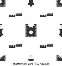 Set Mannequin, Sewing Pattern and Tape measure on seamless pattern. Vector