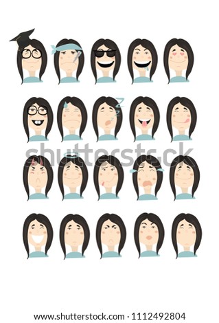 Set of man's emotions. Facial expression. Young handsome man Avatar. 