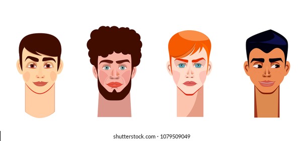 Set of man's portraits. Vector collection