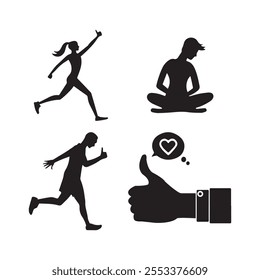 set of mans silhouette vector icons.