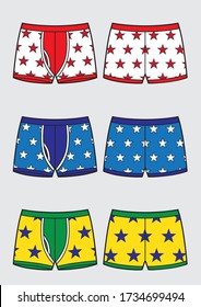 Set von Männern Unterhose. Muster mit Sternvarianten Skizze.
