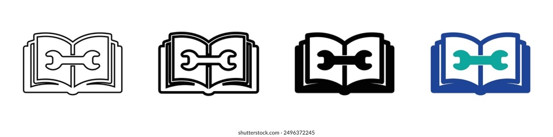 Conjunto de icono de libro manual. Vector stock. 