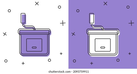 Set Manual coffee grinder icon isolated on white and purple background.  Vector