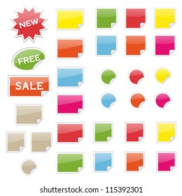 Set of many color blank vector stickers