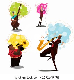 Set of many cute animals on white background illustration