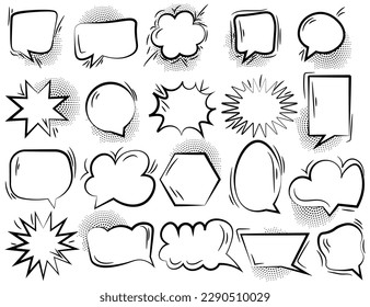 Set of many different chat boxes on white background