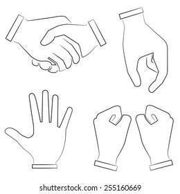 set of many different hands symbol, sketch hand