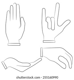 set of many different hands symbol, sketch hand