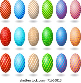 Set of many easter eggs with patterns different colors