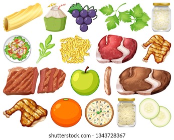 Set of many food  illustration