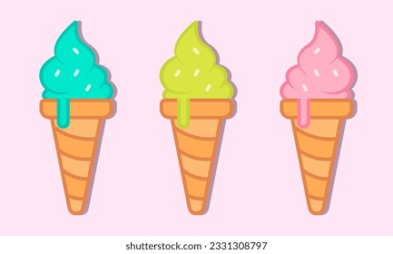 Set of many ice creams of different kinds.
