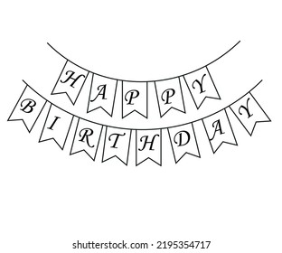 A set of many icons on the theme of a birthday party