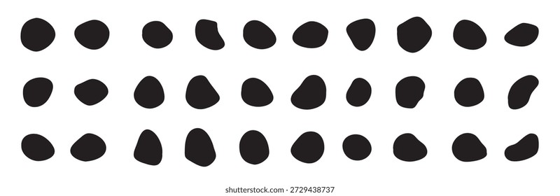 Conjunto de muchas manchas de Vector aisladas, colección rica en manchas de tinta de mancha orgánica