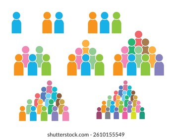 Set of many monochrome character icons