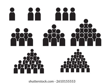 Set of many monochrome character icons