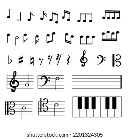 Set of many notes  Simple and basic musical symbol.