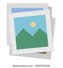 Set of many stacked pictures isolated: gallery and datasets concept