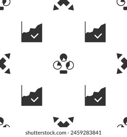 Set Many ways directional arrow, Pie chart infographic and Financial growth increase on seamless pattern. Vector