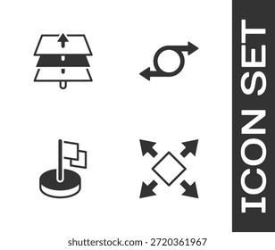 Establecer muchas formas de flecha direccional, capas, bandera y flecha icono. Vector